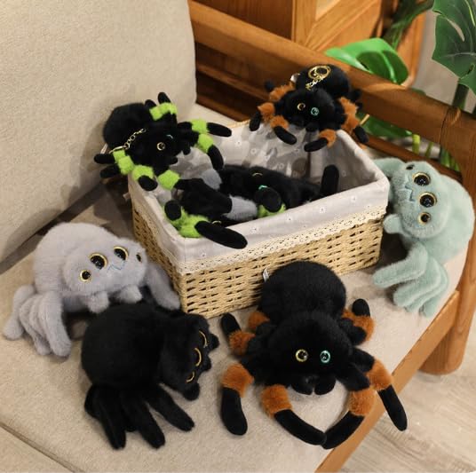 TROYSINC Plüschtier Spinne Kuscheltier, Weich Cartoon Spinne Plüsch Puppe Spielzeug Stofftier Plüschkissen Halloween-Dekoration Für Kinder Geschenk (25cm,Schwarz)