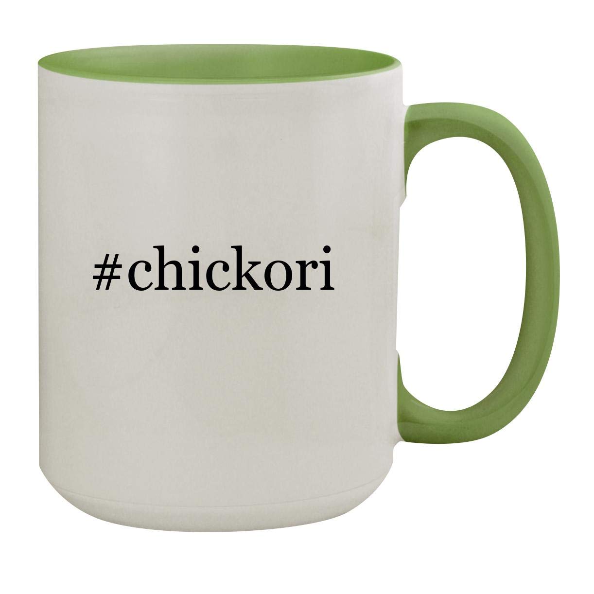 #chickori - 15oz Hashtag Ceramic Inner & Handle Colored Coffee Mug, Light Green