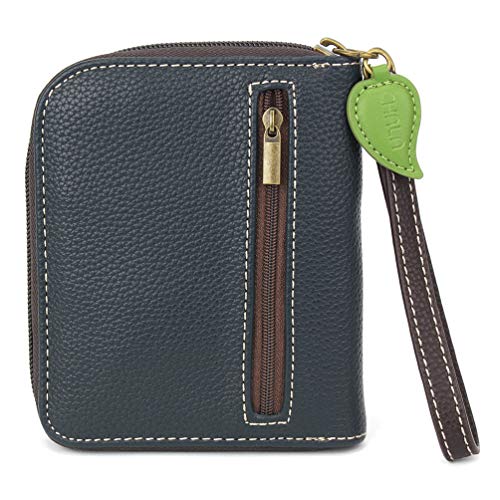 Image of CHALA Zip Around Wallet, Wristlet, 8 Credit Card Slots, Sturdy Pu Leather - Cactus - Navy