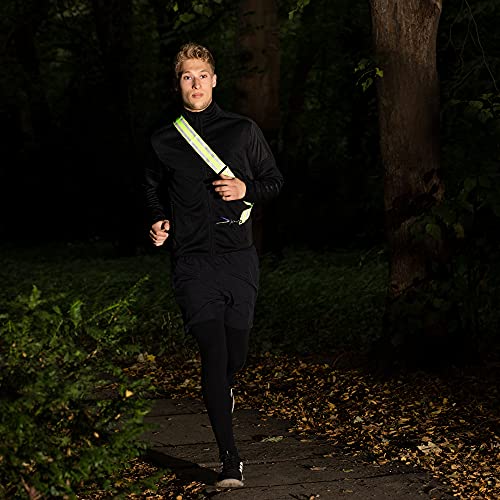 Navaris Reflektor Band Schärpe Erwachsene für Laufen - Rucksack Reflektorband Fahrrad Fahren - Gurt Reflektor für Jacke - Band mit Reflektoren Jacke und Kleidung - Gelb