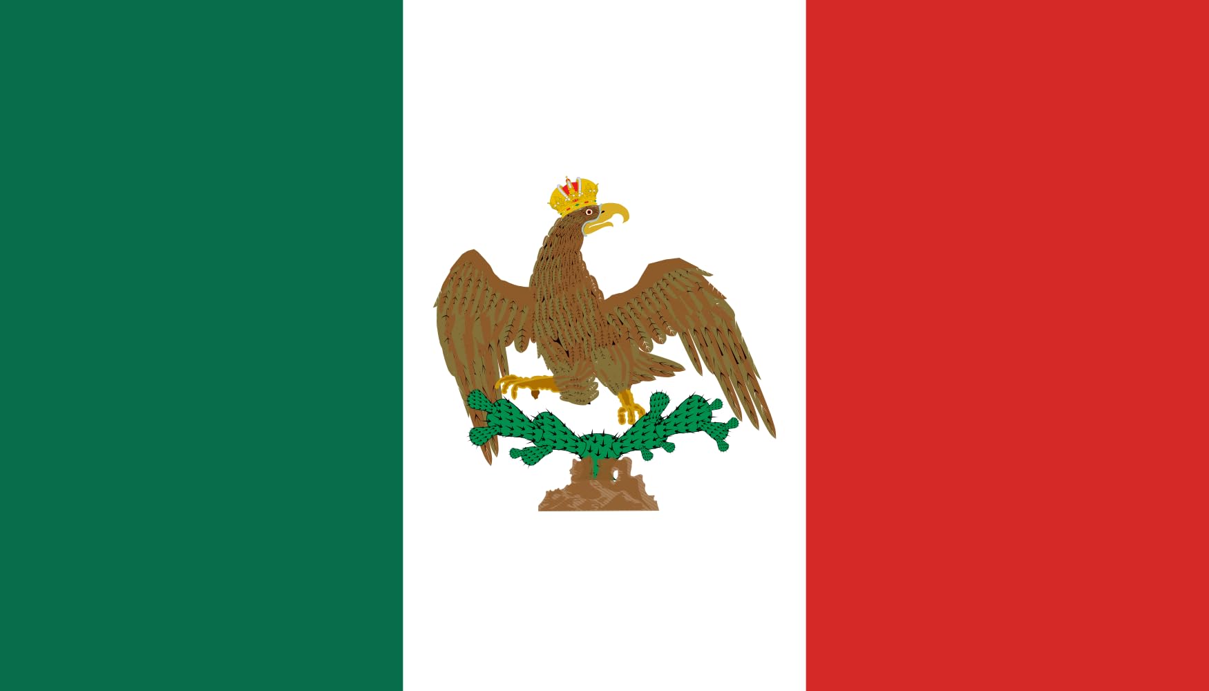 Drapeau Mexico 1821-1823 format paysage 1.35m² idéal pour pavoiser votre jardin