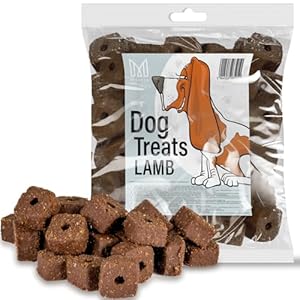 MERSJO Friandises d&rsquo;entraînement pour chien – 500 g de nourriture sèche pour chien – Friandises pour chiens – Entraîneur de viande séché en douceur – Disques de viande avec viande d&rsquo;agneau