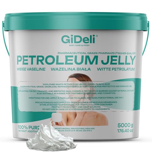 GiDeli Vaselina bianca 5 kg in secchio, crema per le mani e la cura della pelle, crema grassa per piedi estremamente secchi, mani, labbra, balsamo per labbra screpolate, tatuaggi, piercing, cura del