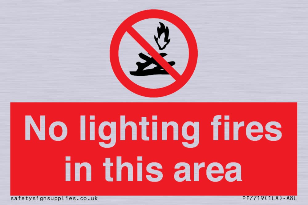 No lighting fires in this area Sign - 75x50mm - A8L