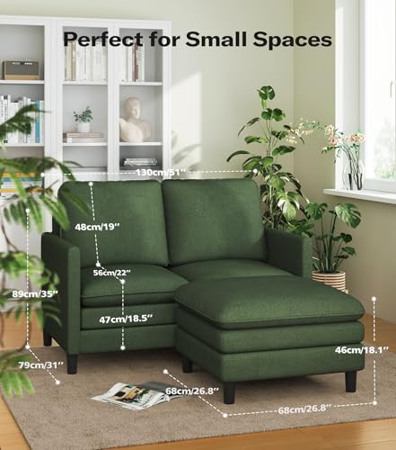 Image of Welzona 3-Layers Cloud L Shaped Couch, 51 inch Teddy Sofa and Loveseat Set