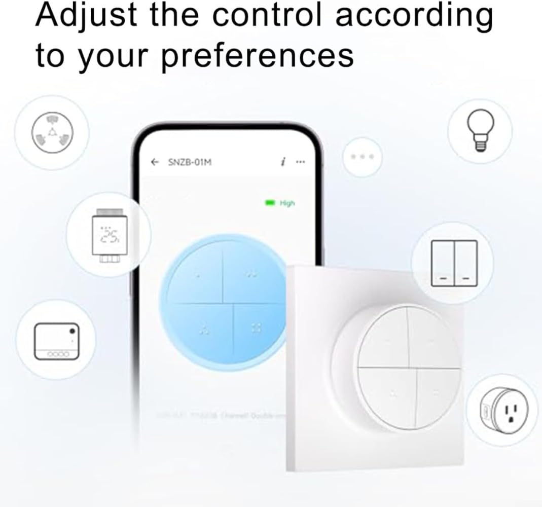 Bezprzewodowy przycisk Smart Scene 4 w 1, SNZB-01M, bezprzewodowy przycisk Smart Button, Home Automation Wall Mounted Remote Control Panel do Home Assistant, do Zigbee2MQTT, biały