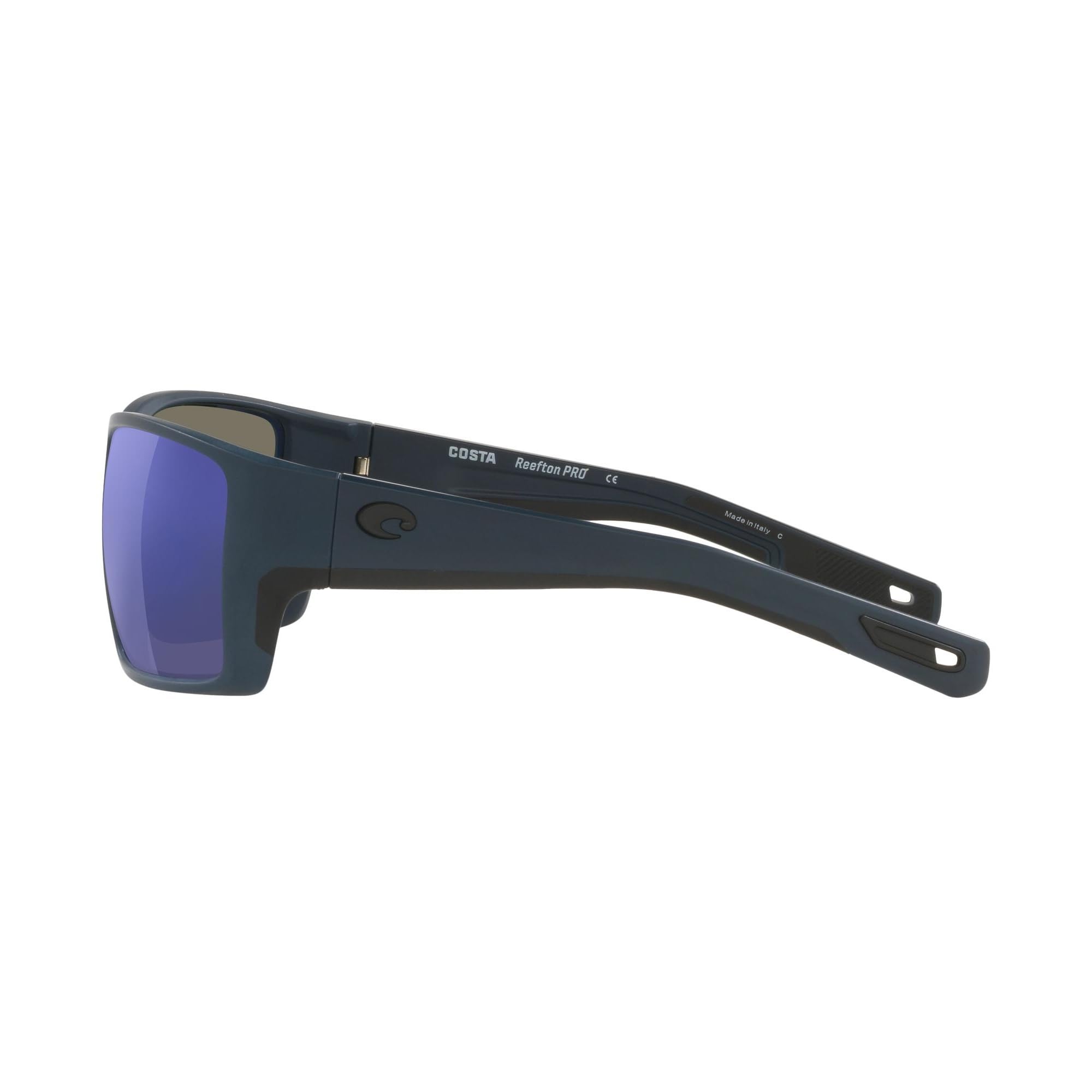 Costa Del Mar SUNGLASSES Costa Del Mar Reefton Pro-Sonnenbrille für Herren, Schwarz/Polarisiertes Blau, verspiegelt, 580 g, 63 mm