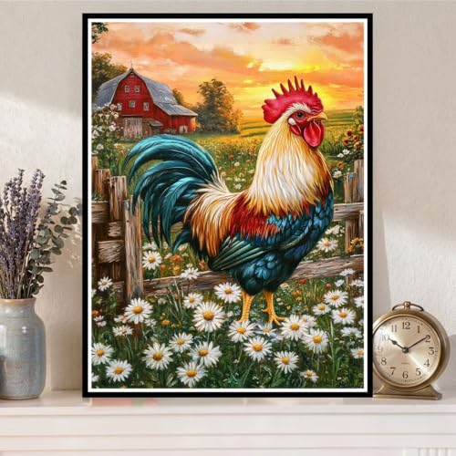 Peinture Diamant pour Adulte Enfant Débutant 5D Coq 35x45cm Loisirs Créatifs