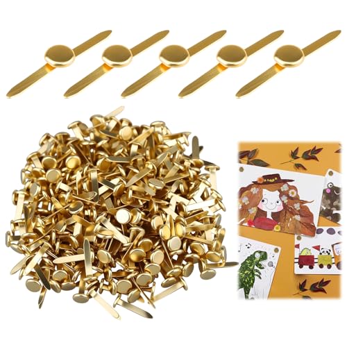 300PCS Attaches Parisiennes Métalliques Dorées, 8x18mm Parisienne Mini Brads, Attaché Parisienne Pour Scrapbooking Loisirs Créatifs Papeterie Fixation...