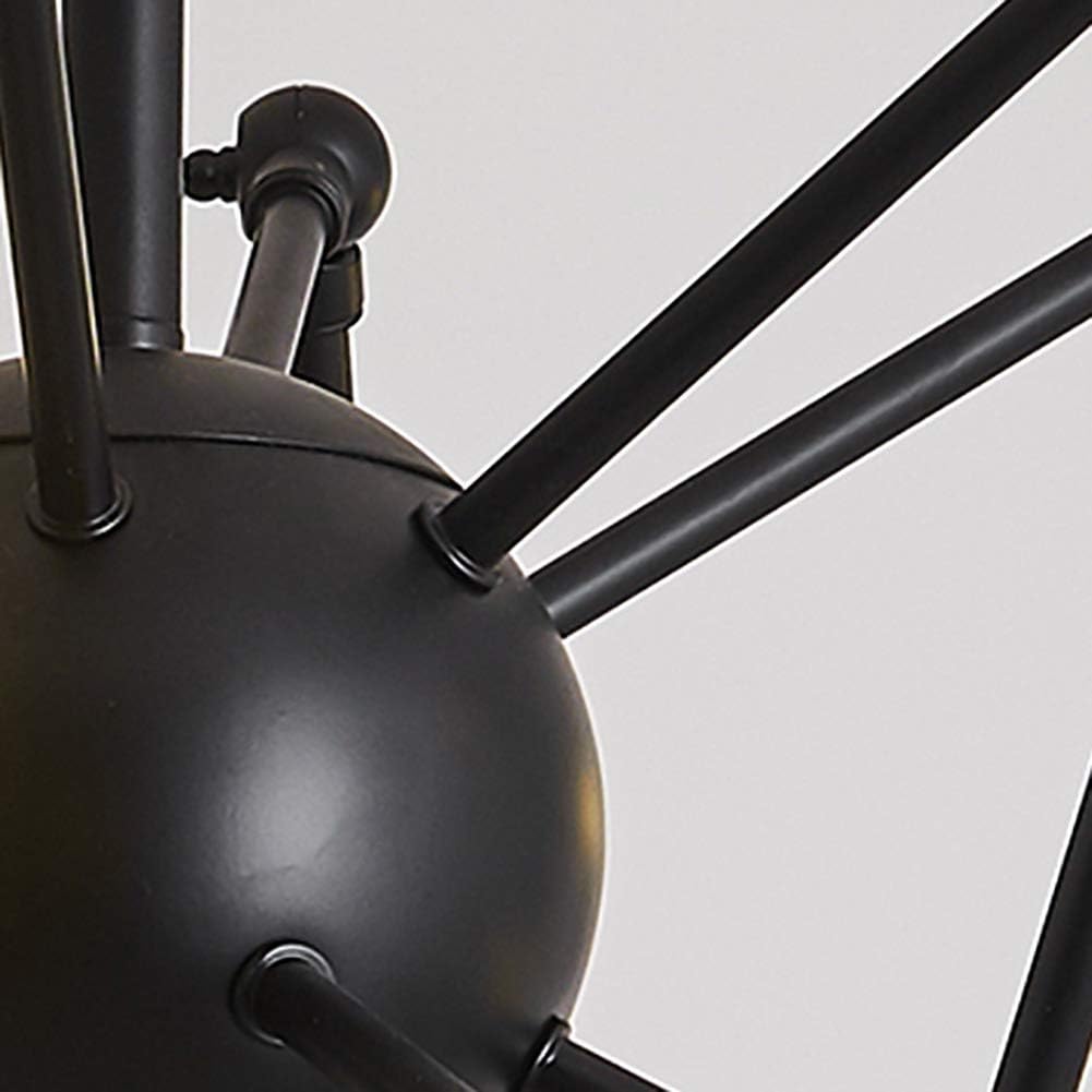 Gilded Chandelier 8 Lights Modern Sputnik Mid Century Pendant Lighting Fixture Vintage Gold Ceiling Light Fixture for Kitchen Dining Room Living Room,Black,10 Lights