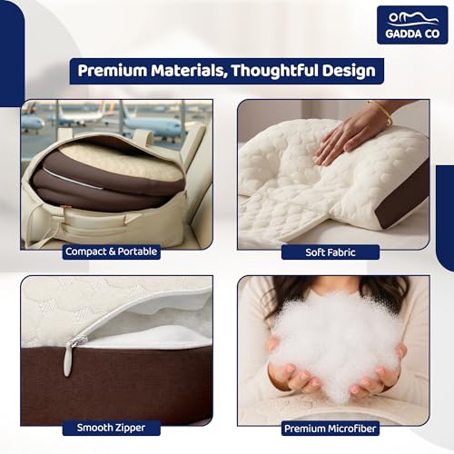 Image of GADDA CO Maternity Pillow for Pregnant Women | Adjustable Dual Pregnancy Wedge Pillow for Belly & Back Support | Butterfly Design Pillow with Hypoallergenic Pure Cotton Cover| Travel Friendly | Coffee