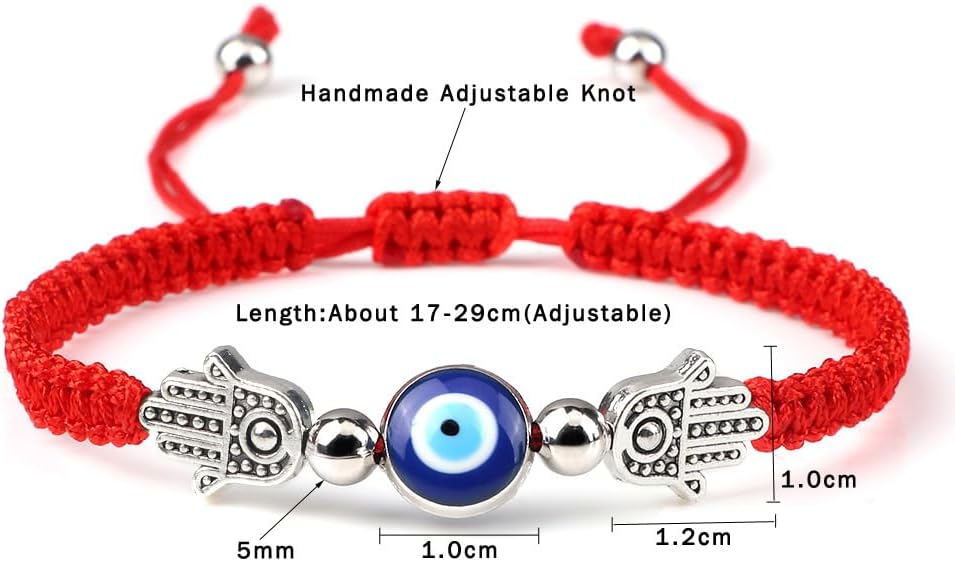 Hamsa Evil Eye Red String Bracelet for Men Women Men Handmade Rope Lucky Protection Bracelet - Image 2