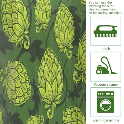 2 tapetes de cocina verdes con conos de lúpulo VAPOKF lavables 5
