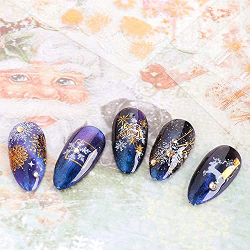 Christmas Snowflake Nail Art Stickers Decals 8 Sheets Self Adhesive Navidad Pegatinas Uñas Nail Supplies Holiday Nail Art Design Decoration Accessories - Gold & White #TOP5