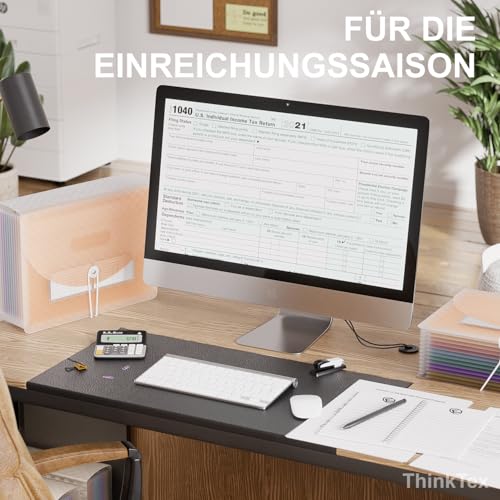 ThinkTex Accordian Aktenordner, 12 Fächer, erweiterbare Aktenordner, tragbarer monatlicher Rechnungsbeleg-Organizer, bunte Registerkarten, A4-Größe – Orange