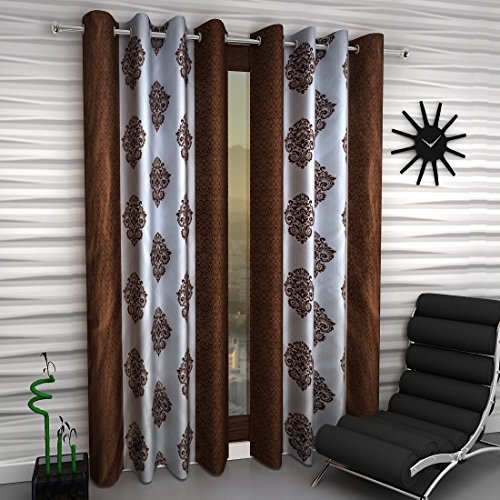 Image of Home Sizzler WHT DMK Set of 4 Long Door Curtain - 9 Feet Long