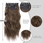 4Pcs Synthetic Clip in Hair Extensions, 20 Inches Long Curly Hair Extensions Clip ins (Color:Medium Brown) - Image 4