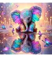 Ekuxom Elephant Diamond Art Kits for Adults, Colorful Elephant Diamond Art Painting Kits, Round F...
