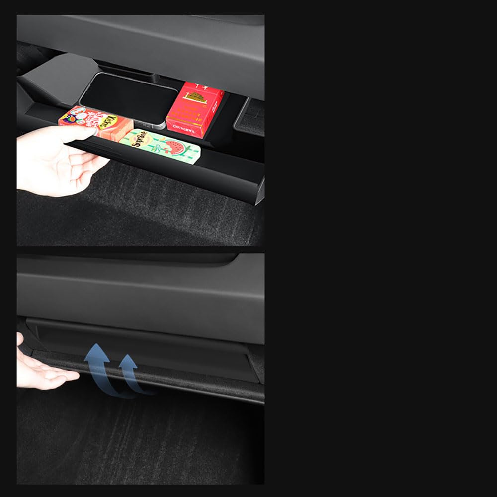 Handschuhfach-Aufbewahrungsbox für Tesla New Model 3+ Highland TPE Handschuhfach Schublade Aufbewahrungsbox Organizer Partition Autozubehör