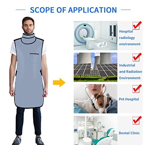 Image of Xray Protective Lead Apron with Thyroid Collar - 0.5mmPb Lightweight Dentist x-ray Shield for Hospitals Labs Nursing Homes