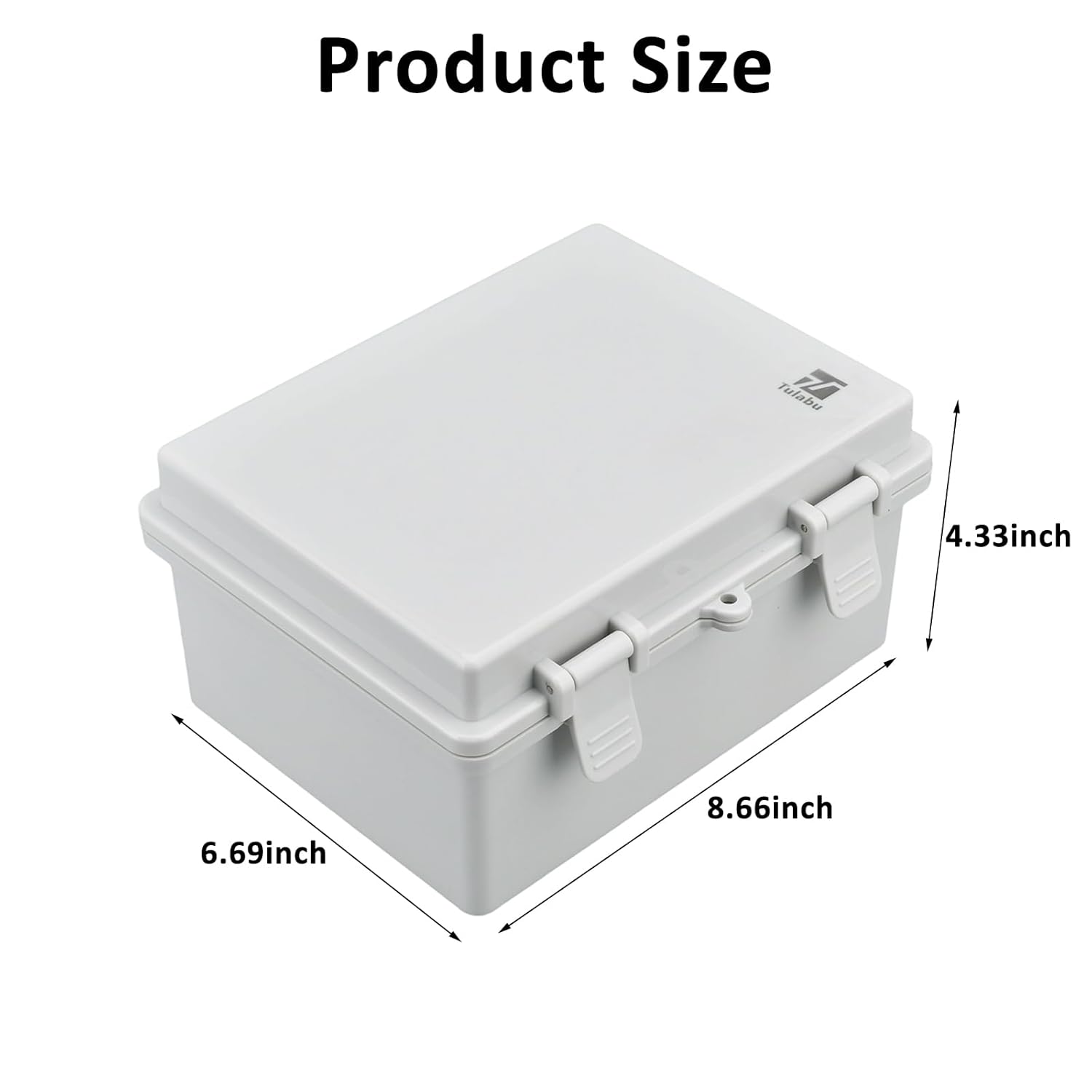 IP67 Waterproof Junction Box with Grey Hinged Cover, ABS Plastic Electrical Enclosure with Mounting Plate & Wall Brackets for Outdoor Use (8.7"x6.7"x4.3")