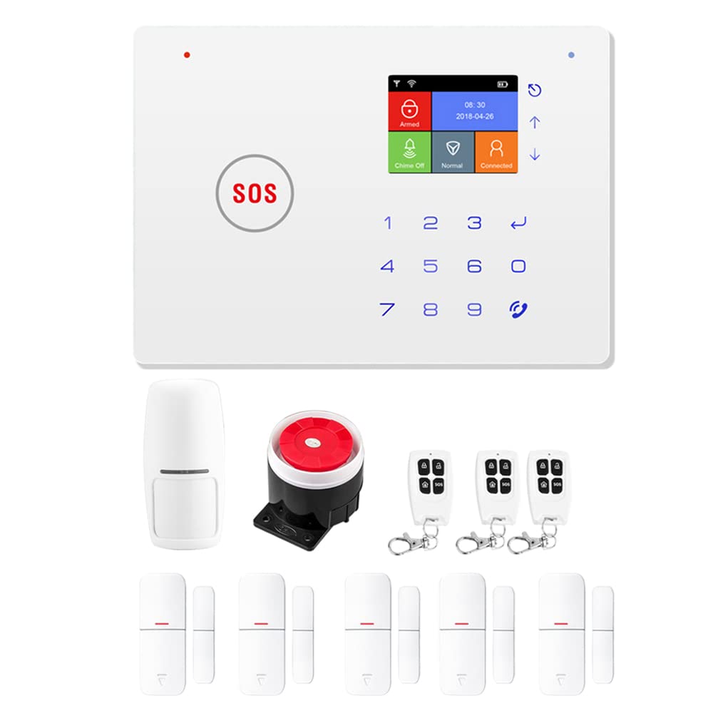 Karlak System alarmowy bezpieczeństwa, zestaw automatyczny, bezprzewodowy wybór GSM + WiFi, system alarmowy dla bezpieczeństwa domu, system alarmowy GSM dla bezpieczeństwa domu, czujnik ruchu, czujnik drzwi/okna, pilot zdalnego sterowania