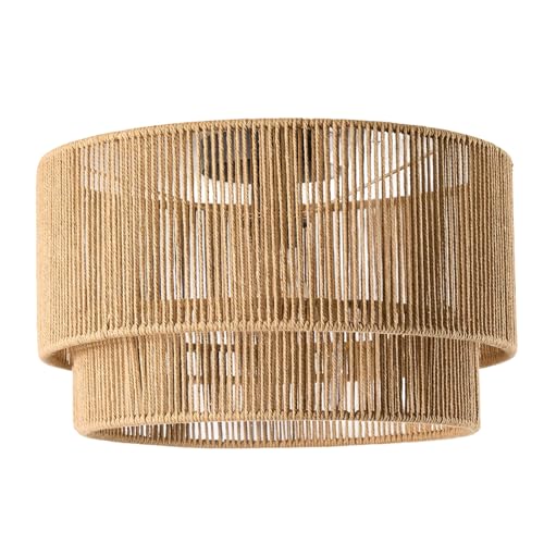 draadwerk Deckenleuchte String | Deckenleuchte aus 2 Lampenschirmen Natur Modern Skandinavisch/Boho für Wohnzimmer Esszimmer Schlafzimmer 40cm Durchmesser | Fillia