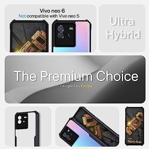 Image of Pikkme iQOO Neo 6 5G Back Cover | Crystal Clear Transparent Back | Ultra Hyrbid | Full Camera Protection | Raised Edge | Bumper Back Case for iQOO Neo 6 5G (Plastic, Black)