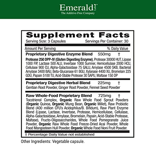 Emerald Labs Digestive Health - Dietary Supplement With Protease 250 Dpp-Iv And Probiotics With Digestive Enzymes For Constipation Relief And Digestive Aid - 90 Vegetable Capsules #TOP1