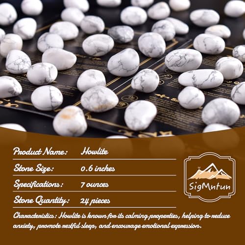 Image of Howlite Healing Crystal Stone Set - 24 Pieces, 0.6 inch Natural & Polished Stones for Healing, Meditation, Reiki, Chakra, Crafting & Decoration