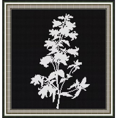 Svarog 14CT Stamped Cross Stitch Kit for Beginners - Easy & Stylish DIY Embroidery with Simple Patterns, Ideal for Women’s Relaxation | Black-and-White Plant(2) 12.2 x 12.2 inch