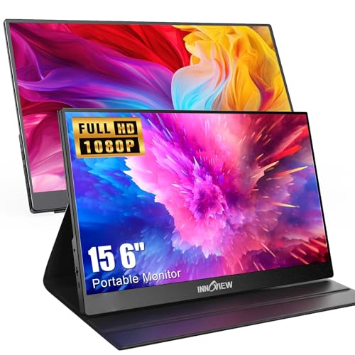 Image of InnoView 15.6 Inch Portable Monitor FHD 1080P, Second External Monitor, for Laptop, Desktop, MacBook, Phones, Tablet, HDMI, USB C, Built-in Speaker, with Protective Case, PS5 /4, Xbox, Switch
