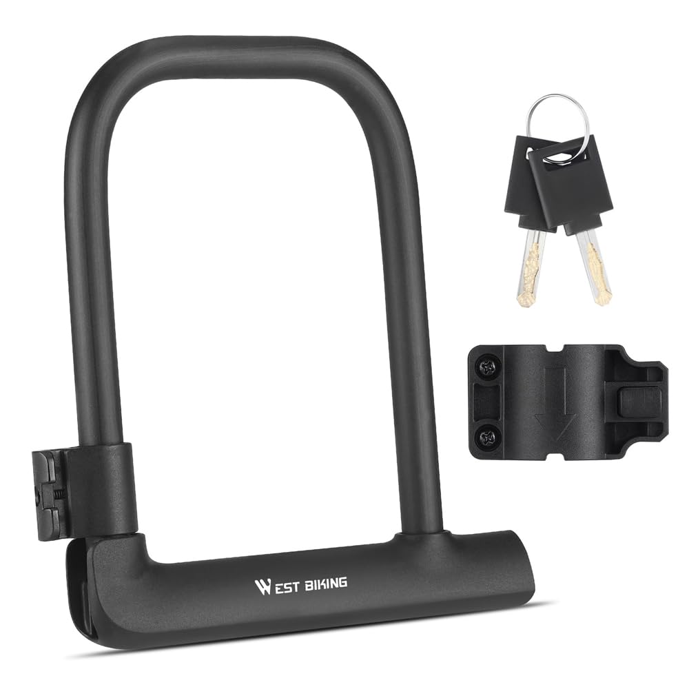 OUNA Bike Lock U-Lock Heavy Duty Bicycle Motorcycle Anti-Theft Lock with 2 Keys & Lock Holder for Bike Motorcycle Scooter