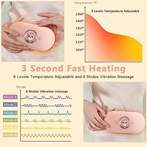 Image of HANNEA Electric Cordless Heating Pad 6 Levels 6 Massage Modes Period Relief