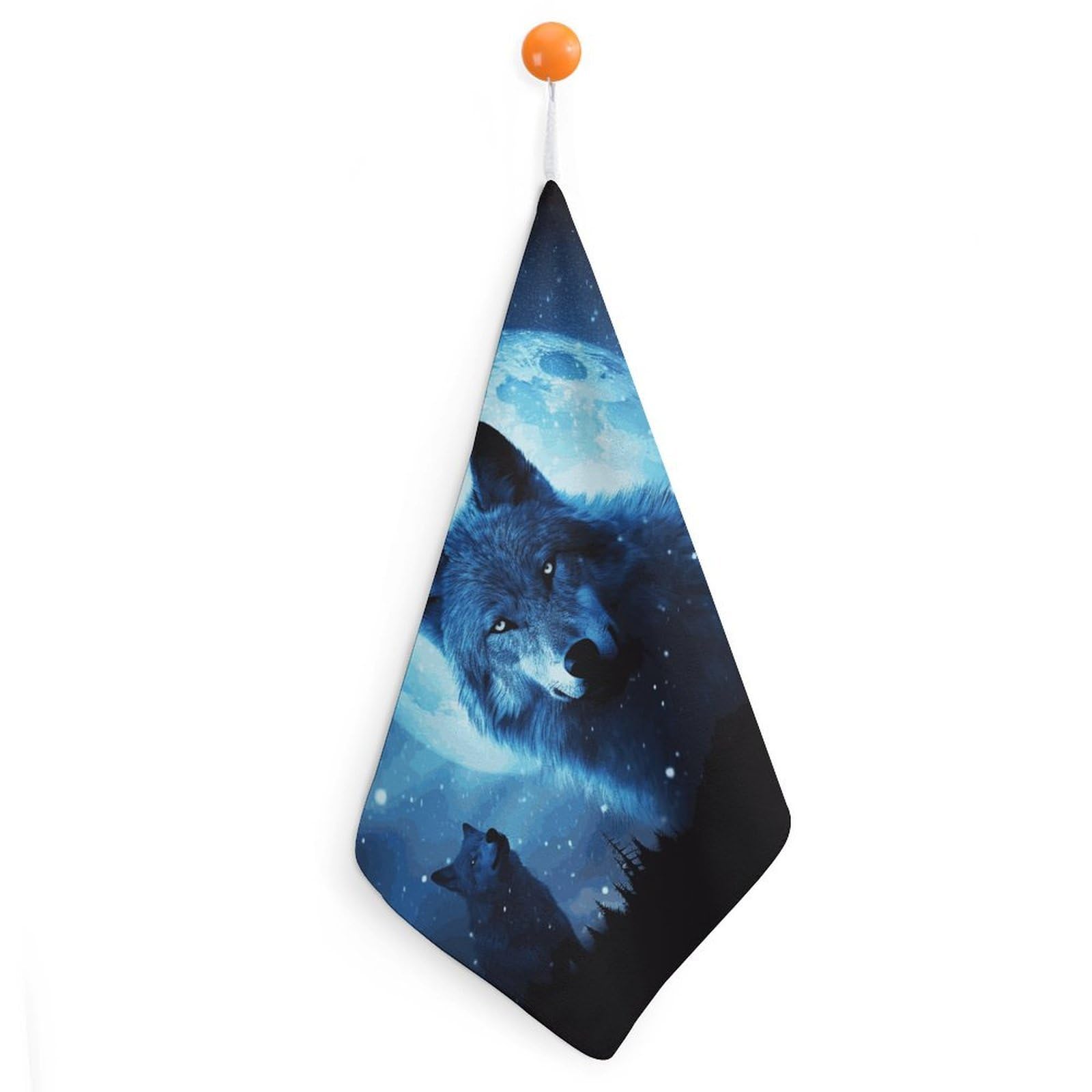 LDGSUPH Wolfs Hand Towels Fashion Hand Face Towel with Hanging Strap Absorbent Soft Decorative Towel Fade Resistant Cozy Face Cloths for Kitchen Gym Bathroom Towels 1PCS