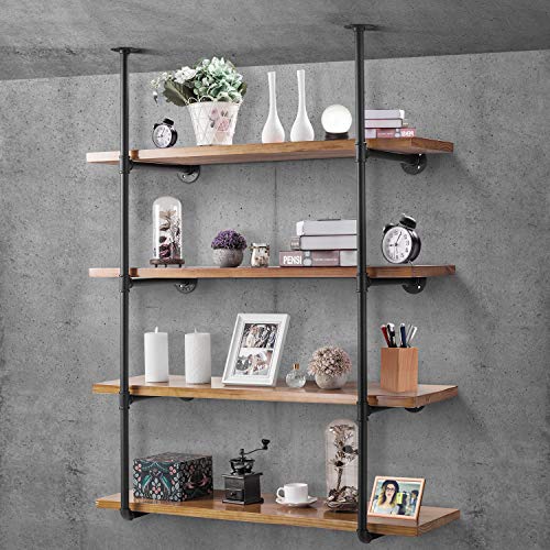Elibbren Industrial Pipe Shelf Kit, Retro Wall Mount Shelving Floating Bracket, Iron Pipe Bookshelf DIY Kitchen Office Wall Shelves(2 Pcs, Hardware Only)