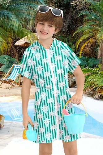 Image of BesserBay Girls Swim Cover Up Beach Bathing Suit Coverups for Swimwear Zip-Up Terry Cloth Robes with Sunglasses 6-14 Years