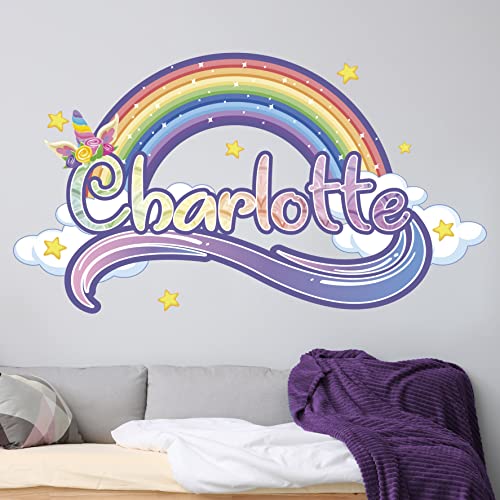 Kyle Cornhole Rainbow Wall Decals - Personalized Unicorn For Girls Bedroom Name Decal Room Decor Sticker Nursery Art, Green,Rainbow #TOP6