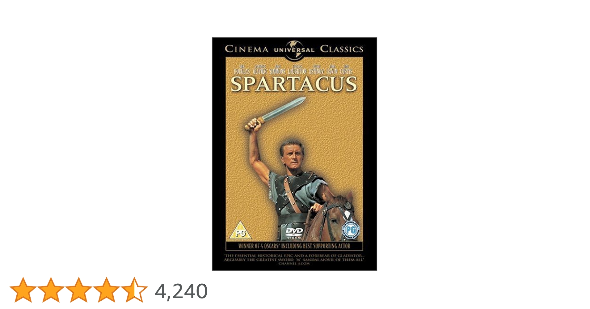 Spartacus [DVD] [1960] by Kirk Douglas : Amazon.com.au