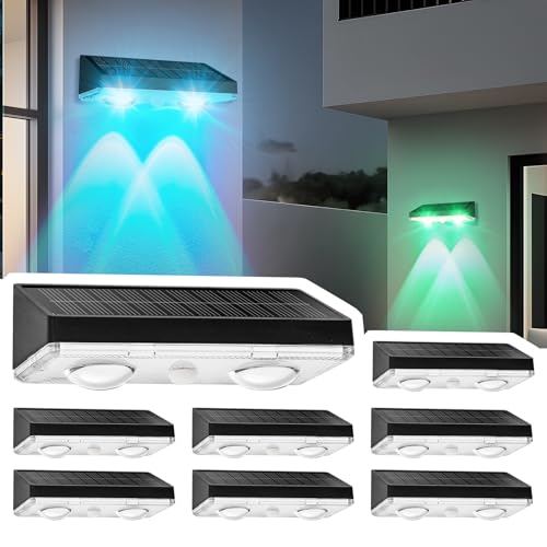 Flyingod Solar Fence Lights Outdoor 8 Pack – IP65 Waterproof Wireless Solar Deck Lights with 9 Color Modes, 80 Lumen Bright LED for Fence, Backyard, Patio, Pool, Wall – 12+ Hour Runtime, No Wiring