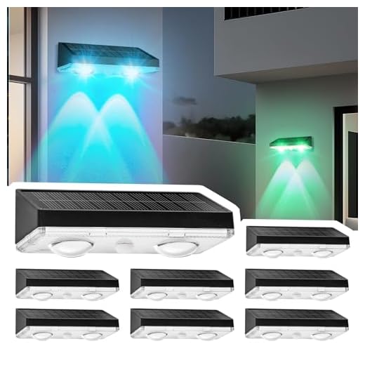 Flyingod Solar Fence Lights Outdoor 8 Pack – IP65 Waterproof Wireless Solar Deck Lights with 9 Color Modes, 80 Lumen Bright LED for Fence, Backyard, Patio, Pool, Wall – 12+ Hour Runtime, No Wiring