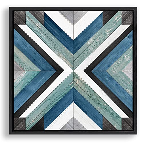 Flèche bleue sur toile rustique motif chevron pour maison chic