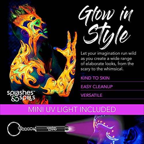 Uv Face And Body Paint Sticks - Costume, Halloween And Club Makeup - Safe For All Skin Types - Easy On And Off - By Splashes & Spills (6 Pack) #TOP2