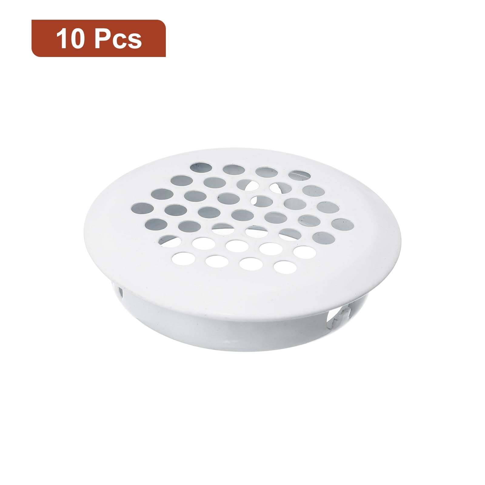 uxcell 35mm(1-3/8") Circular Soffit Vent, 10pcs Stainless Steel Round Air Vents Mesh Hole Louver for Kitchen Bathroom Cabinet White - Image 3