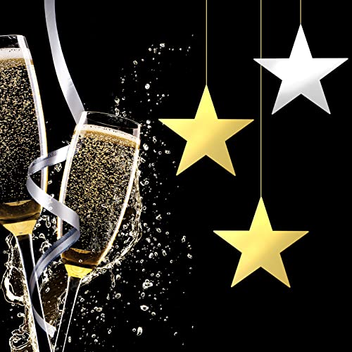 image for Leinuosen 80 Pieces Stars Cutouts Glitter Double Printed Paper Cardboa