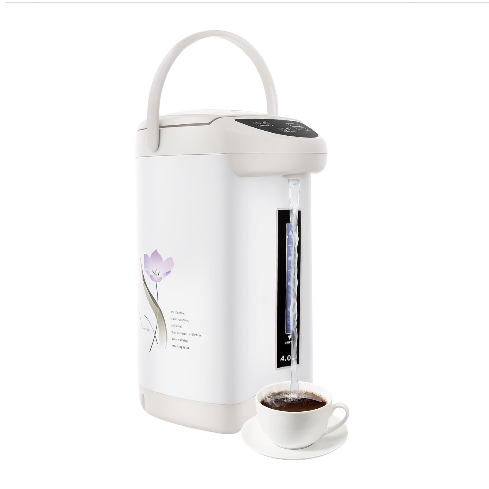Electric Hot Water Pot Urn, Water Boiler &amp; Warmer 4 Liter, 3 Water Dispensing Modes, 750W Hot Water Kettle Instant Heating, 304 Stainless Steel Instant Heating Water Pot for Home, Offices (White)