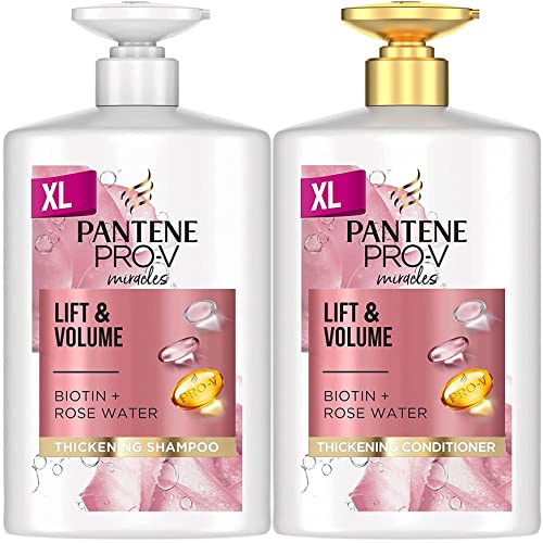 Pantene Shampoo And Conditioner Set, Hair Thickening Products For Women - Volume Shampoo And Hair Conditioner VALUE PACK 2 x 1000ml Pump Bottles