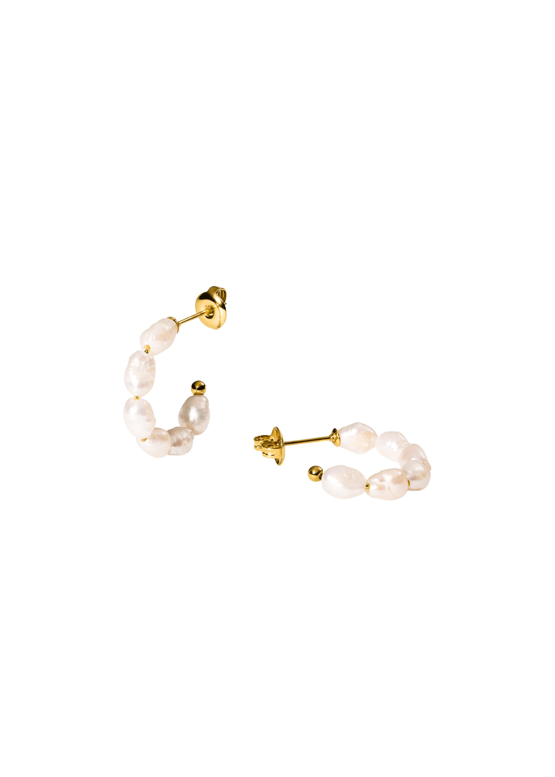 Purelei Organic Pearl - Orecchini a cerchio in acciaio inox con vera perla d'acqua dolce, placcati in oro 14 K/18 K, 23 mm, eleganti gioielli di perle da donna
