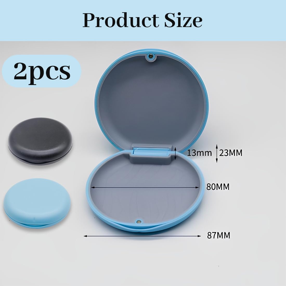 Caja Dentadura Postiza 2 Piezas Contenedor Almacenamiento Portátil Negro Azul