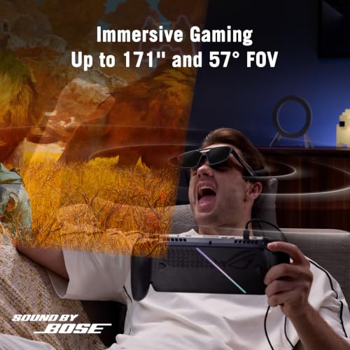 Image of ASUS ROG XREAL R1 Gaming AR Glasses, Micro-OLED FHD, 240Hz Refresh Rate, 3DoF, Spatial Audio, USB-C, for ROG Ally, PS5, Xbox, iPhone 15 /16 and Android, 91g